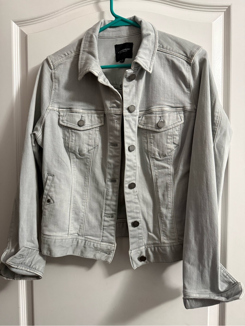 Liverpool Light Gray Jean Jacket - Women's Denim Trucker